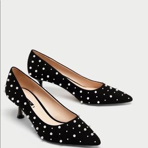 ZARA Court Shoes With Faux Pearls